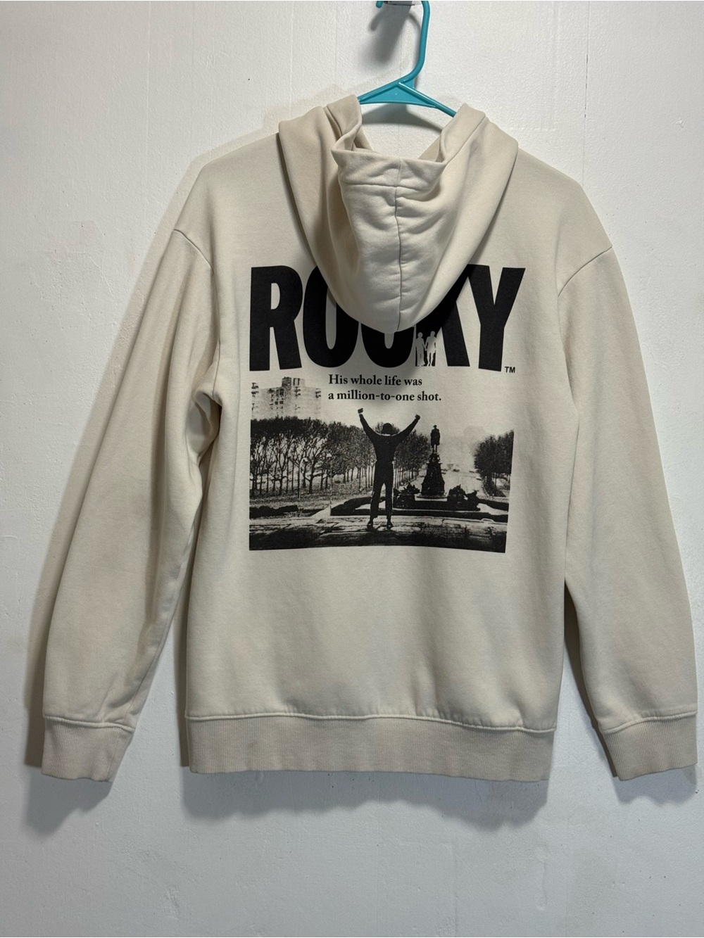H&M Rocky Balboa Boxing Men's Cream Pullover Hoodie Sz XS - Picture 9 of 9